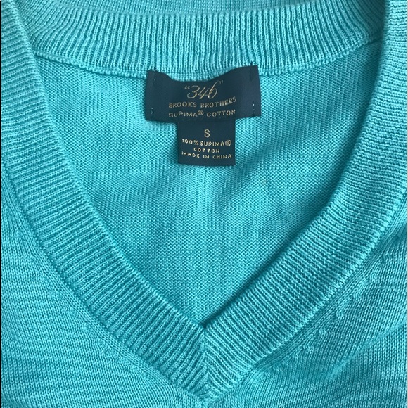 Brooks Brothers turquoise v-neck sweater vest - Picture 2 of 7
